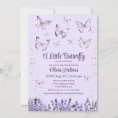 Paarse Vlinder Baby Meisje Shower Uitnodiging (Voorkant)
