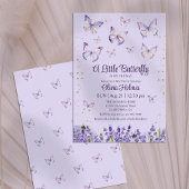 Paarse Vlinder Baby Meisje Shower Uitnodiging