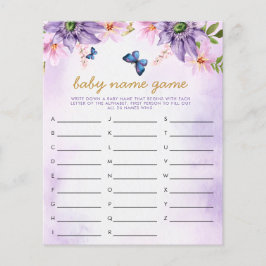 Paarse Vlinder Baby Naam Douche Spel