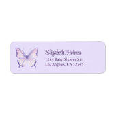 Paarse vlinder Baby shower adres Etiket (Voorkant)