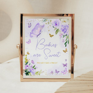 Paarse Vlinder Baby shower Baby's zijn Zoet Poster