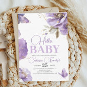 Paarse vlinder Baby shower, bloemen Kaart