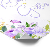 Paarse Vlinder Baby shower Boeken en geschenken Poster (Hoek)
