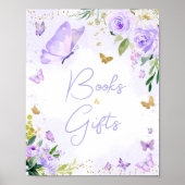 Paarse Vlinder Baby shower Boeken en geschenken Poster (Voorkant)