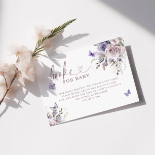 Paarse vlinder Baby shower boeken voor Baby Informatiekaartje