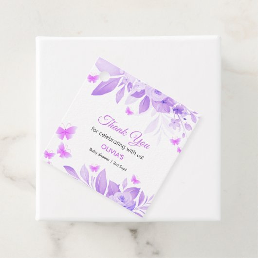 Paarse vlinder Baby shower dank u Bedankjes Labels (In situ)