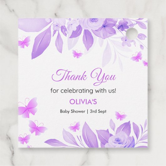 Paarse vlinder Baby shower dank u Bedankjes Labels (Achterkant)