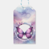 Paarse Vlinder Baby shower Dank u Cadeaulabel (Achterkant)