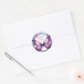 Paarse Vlinder Baby shower Dank u Ronde Sticker (Envelop)