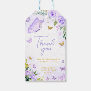 Paarse Vlinder Baby shower Favor Tags Cadeaulabel