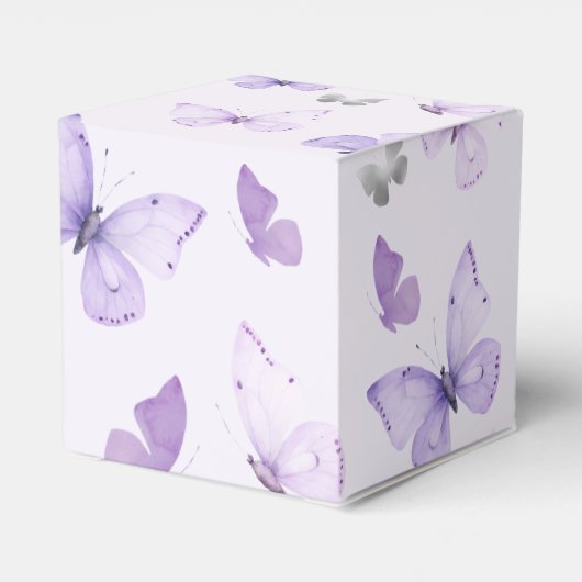 Paarse vlinder Baby shower gunstbox Bedankdoosjes (Achterkant)
