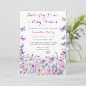 Paarse Vlinder Baby Shower Kaart (Staand voorkant)