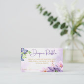 Paarse Vlinder Baby shower Luier Raffle Informatiekaartje (Staand voorkant)