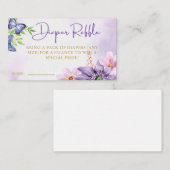 Paarse Vlinder Baby shower Luier Raffle Informatiekaartje (Voorkant / Achterkant)