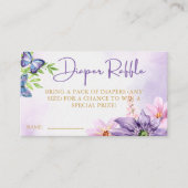 Paarse Vlinder Baby shower Luier Raffle Informatiekaartje (Voorkant)