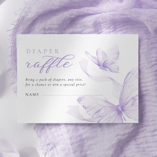 Paarse Vlinder Baby shower Luier Raffle Informatiekaartje