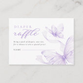 Paarse Vlinder Baby shower Luier Raffle Informatiekaartje (Voorkant)