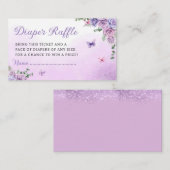 Paarse Vlinder Baby shower Luier Raffle Ticket Informatiekaartje (Voorkant / Achterkant)
