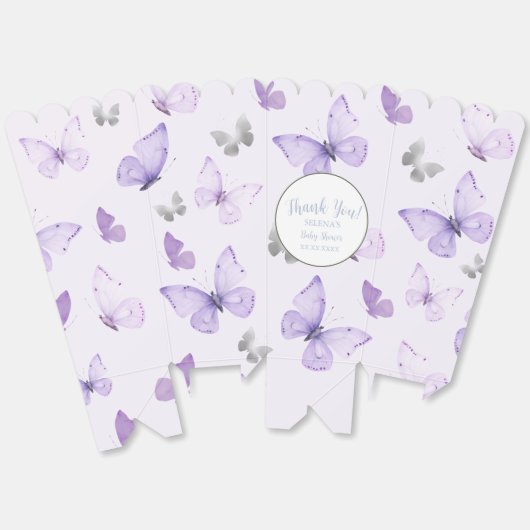 Paarse vlinder Baby shower Popcorn Bedankdoosjes (Ongevouwen)