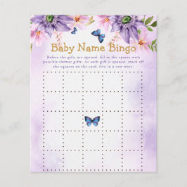 Paarse Vlinder Baby shower Spel Bingo