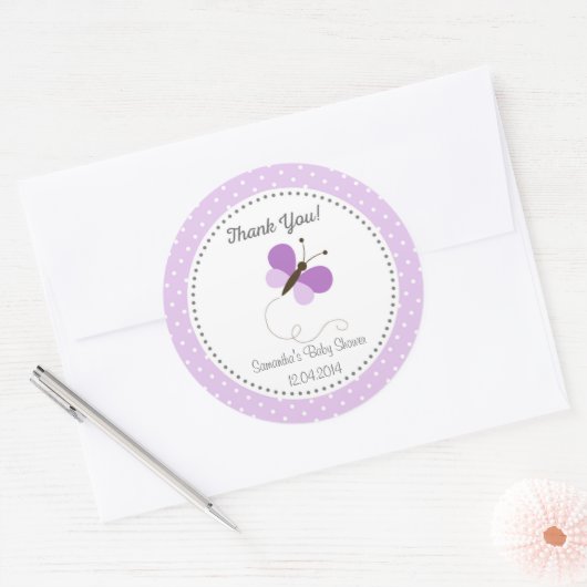 Paarse Vlinder Baby shower Sticker (Envelop)
