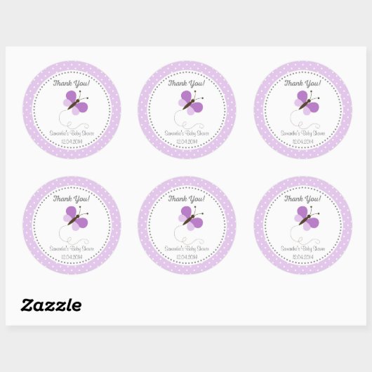 Paarse Vlinder Baby shower Sticker (Vel)