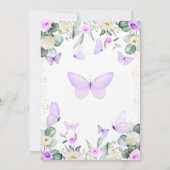 Paarse vlinder Baby shower uitnodiging meisje (Achterkant)
