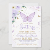 Paarse Vlinder Baby Shower Uitnodiging Meisje uitn (Voorkant)