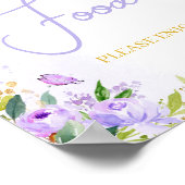 Paarse Vlinder Baby shower Voedsel Poster (Hoek)