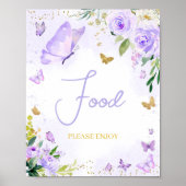 Paarse Vlinder Baby shower Voedsel Poster (Voorkant)