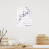 Paarse vlinder Baby shower Welkomstbord Poster (Keuken)