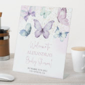Paarse vlinder Baby shower Welkomstbord Reclamebord Met Voetstuk (Insitu)