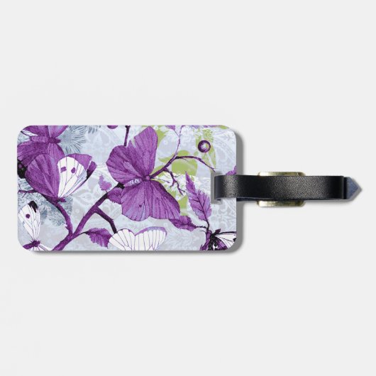 Paarse vlinder bagagelabel (Achterkant horizontaal)