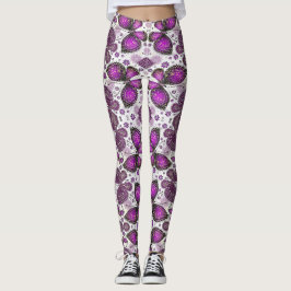 Paarse vlinder batik gemusterde leggings