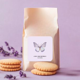 Paarse vlinder Birthday Vierkante Sticker