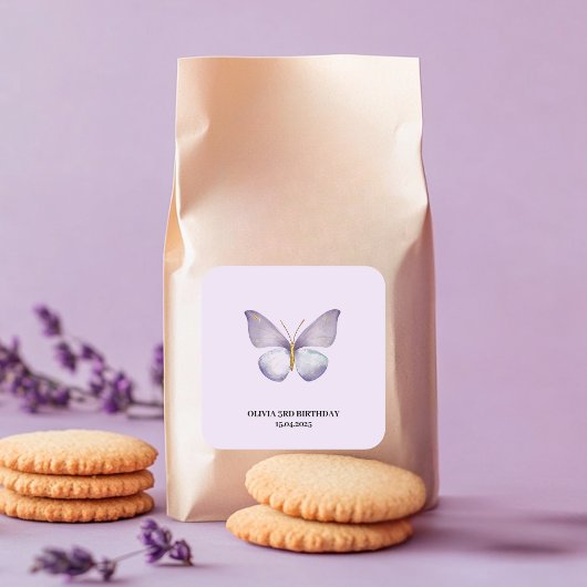 Paarse vlinder Birthday Vierkante Sticker