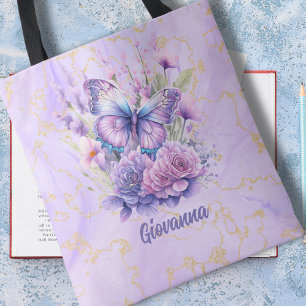 Paarse Vlinder Bloeiende Tuin Tote Bag