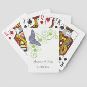 Paarse Vlinder Bloem Bruiloft Speelkaarten (Achterkant)