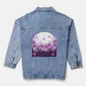Paarse Vlinder Bloem Denim Jas Jacket (Achterkant)
