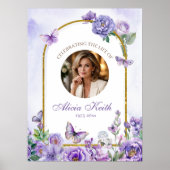 Paarse Vlinder Bloem Graf Welkom Bord Poster (Voorkant)