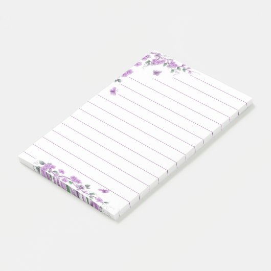 Paarse vlinder bloem post-it® notes (Schuin)