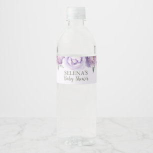 Paarse Vlinder Bloemen Baby shower Custom Waterfles Etiket