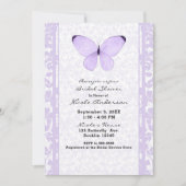 Paarse Vlinder Bloemen Bruidsdouche Lavendel Kaart (Voorkant)
