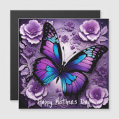 Paarse Vlinder Bloemen Moederdag Magnetische Kaart (Voorkant / Achterkant)