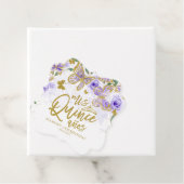 Paarse Vlinder Bloemen Quinceanera Party Bedankjes Labels (In situ)