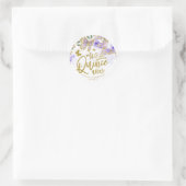 Paarse Vlinder Bloemen Quinceanera Party Ronde Sticker (Tas)