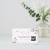 Paarse Vlinder Bloemen Registratie QR Code Informatiekaartje (Staand voorkant)