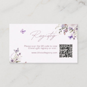 Paarse Vlinder Bloemen Registratie QR Code Informatiekaartje
