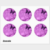 Paarse Vlinder Bloemen Ronde Sticker (Vel)