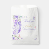 Paarse vlinder bloemenmeisje Verjaardag Bedankzakje (Voorkant)